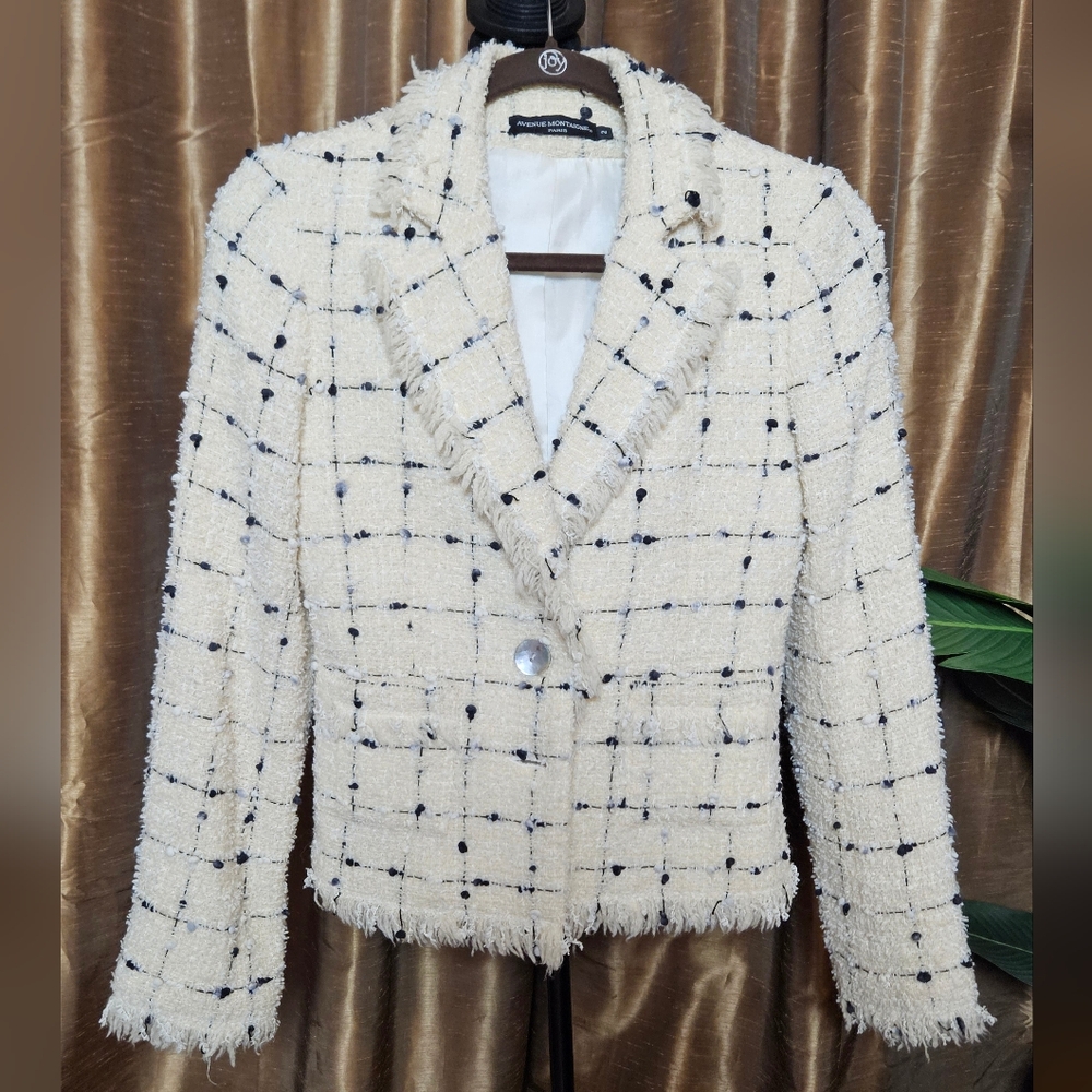 Avenue Montaigne Paris cream & black blazer sz:2